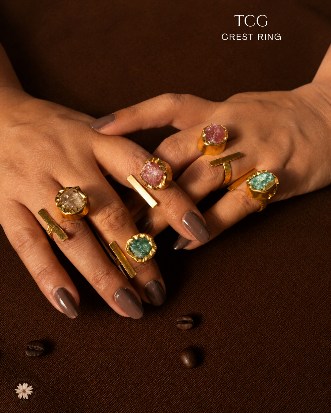 Amazonite Crest Ring- Golden Collection