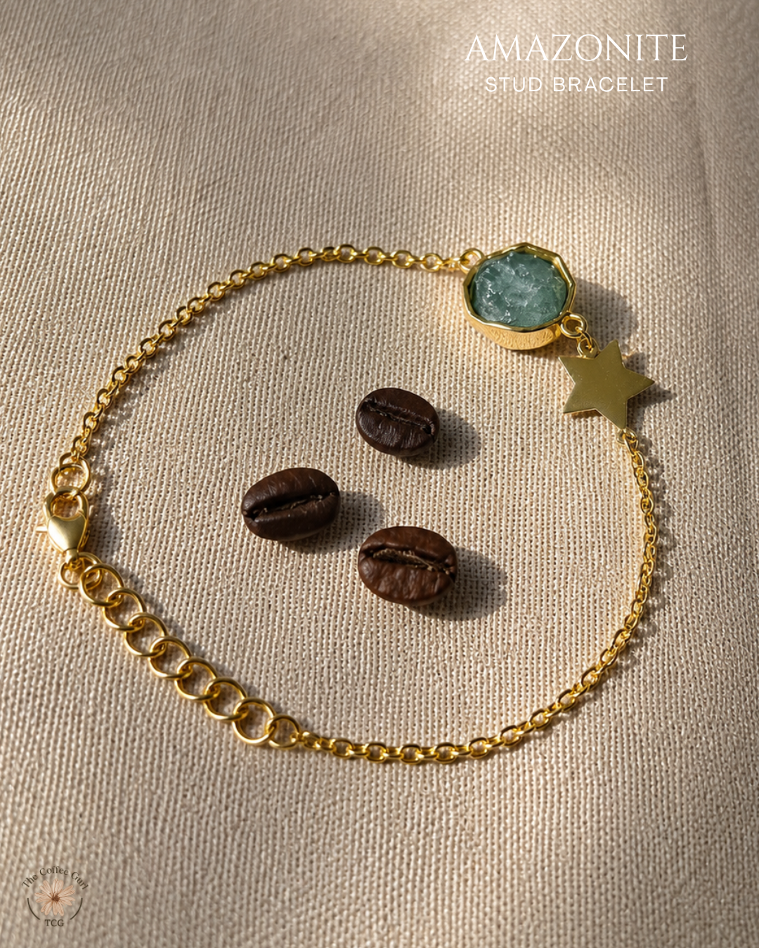 Amazonite Stud Bracelet- Golden Collection