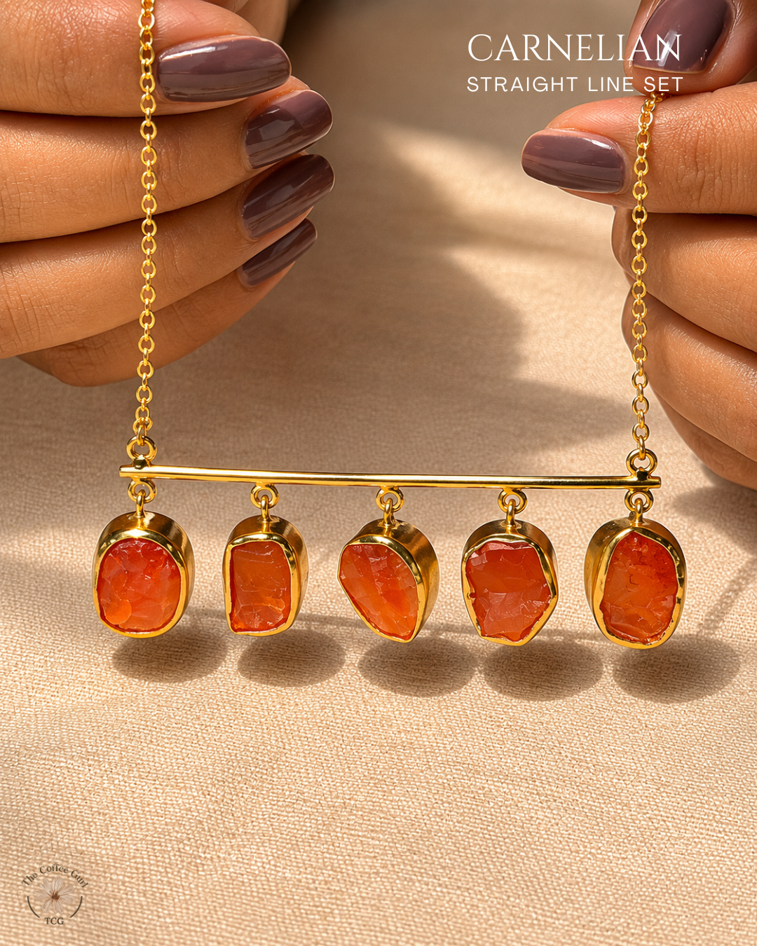 Carnelian Straight Line Set- Golden Collection