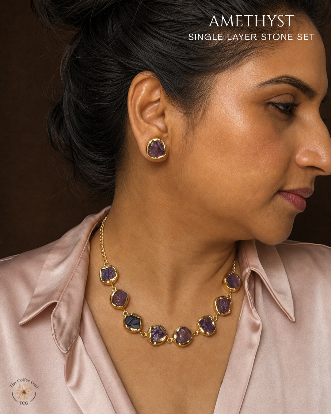 Amethyst Single Layer Stone Set- Golden Collection