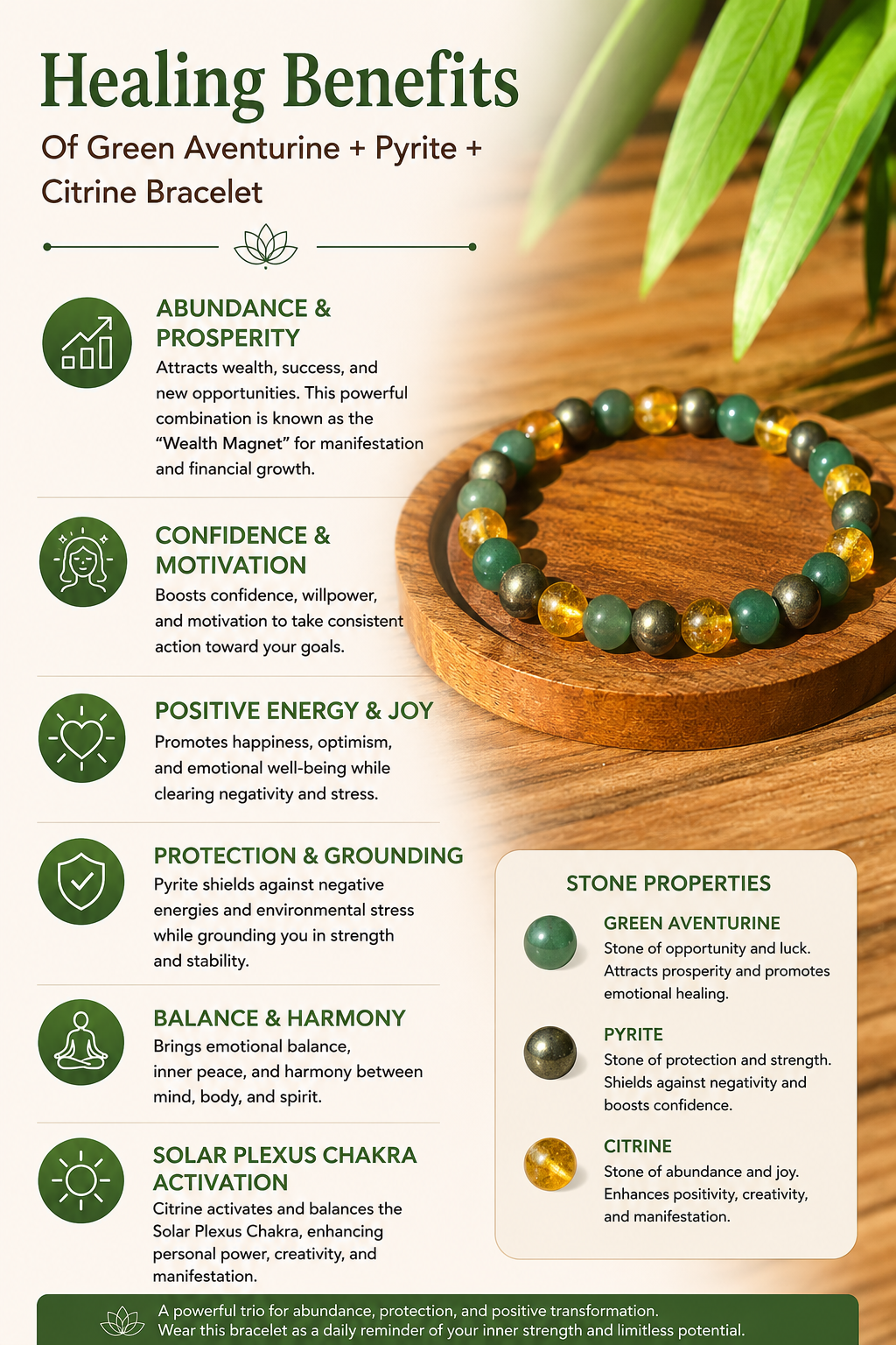 Green Aventurine + Pyrite + Citrine - The Powerhouse Wealth Bracelet