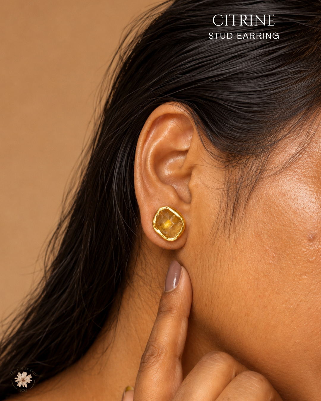 Citrine Stud Earrings- Golden Collection