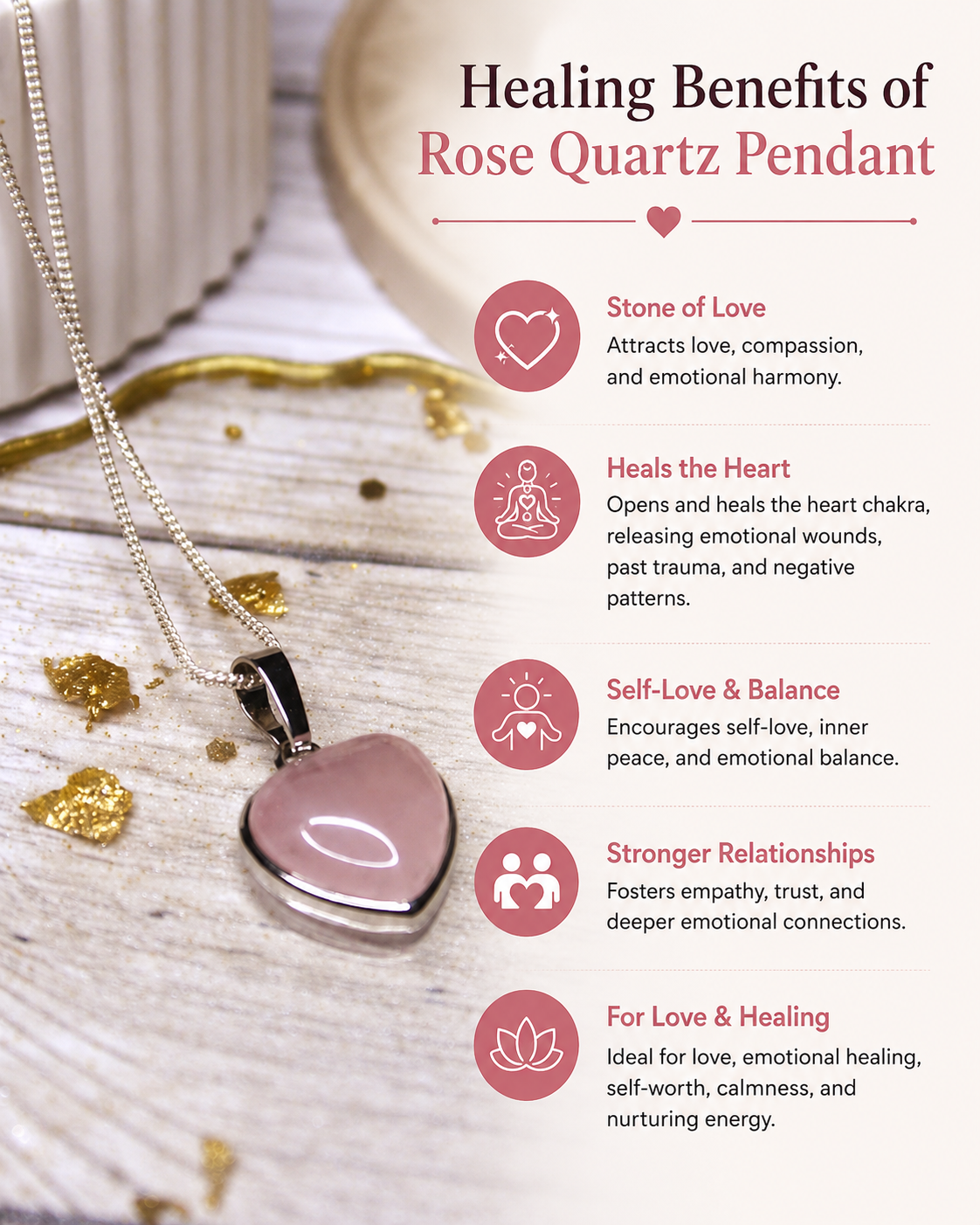 Rose Quartz Heart Pendant