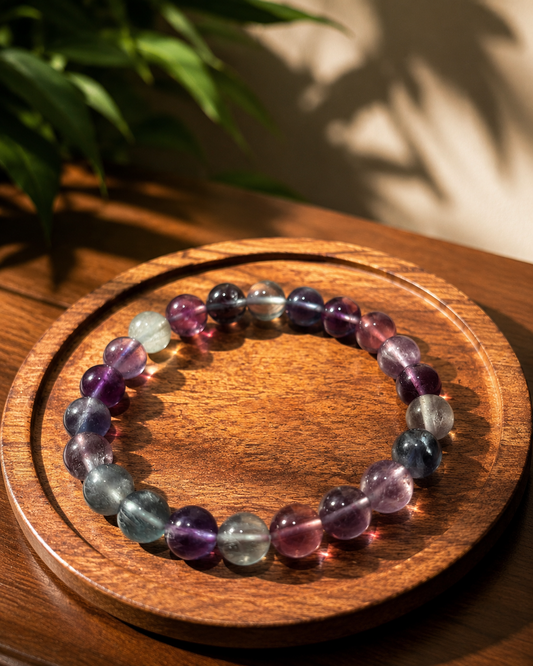 Multi Fluorite Bracelet with free Selenite Tumble