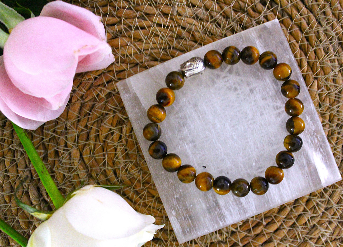Tiger's Eye Bracelet with Free Selenite Tumble