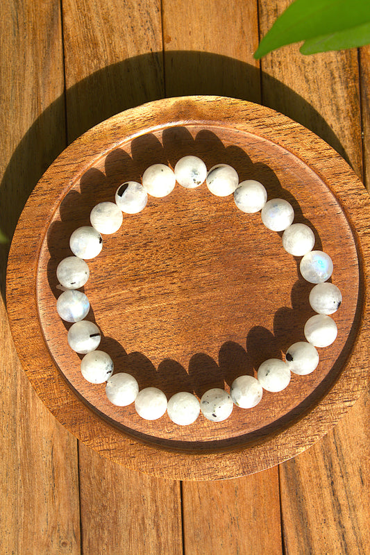 Moon Stone Bracelet with free Selenite Tumble