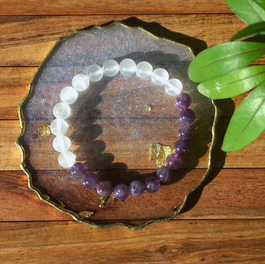 Selenite + Amethyst - Serenity Bracelet