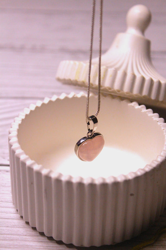 Rose Quartz Heart Pendant with Free Selenite Tumble