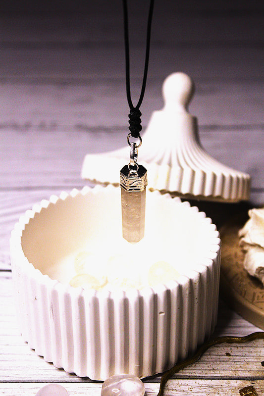 Crystal Point Pendant with Free Selenite Tumble