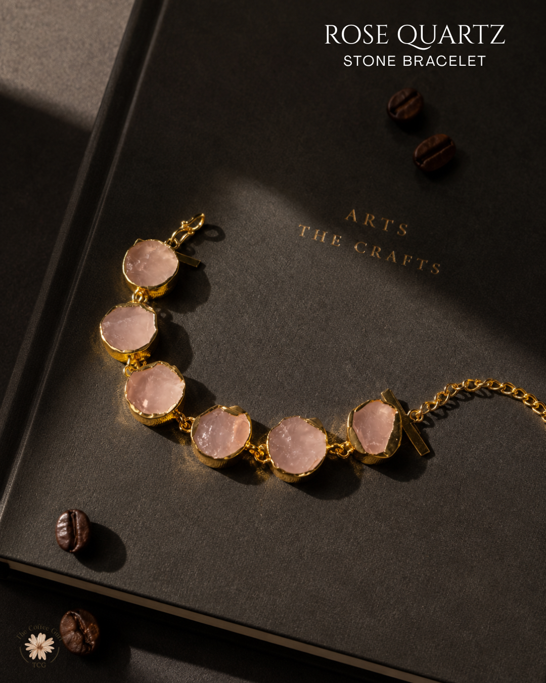 Rose Quartz Stone Bracelet- Golden Collection