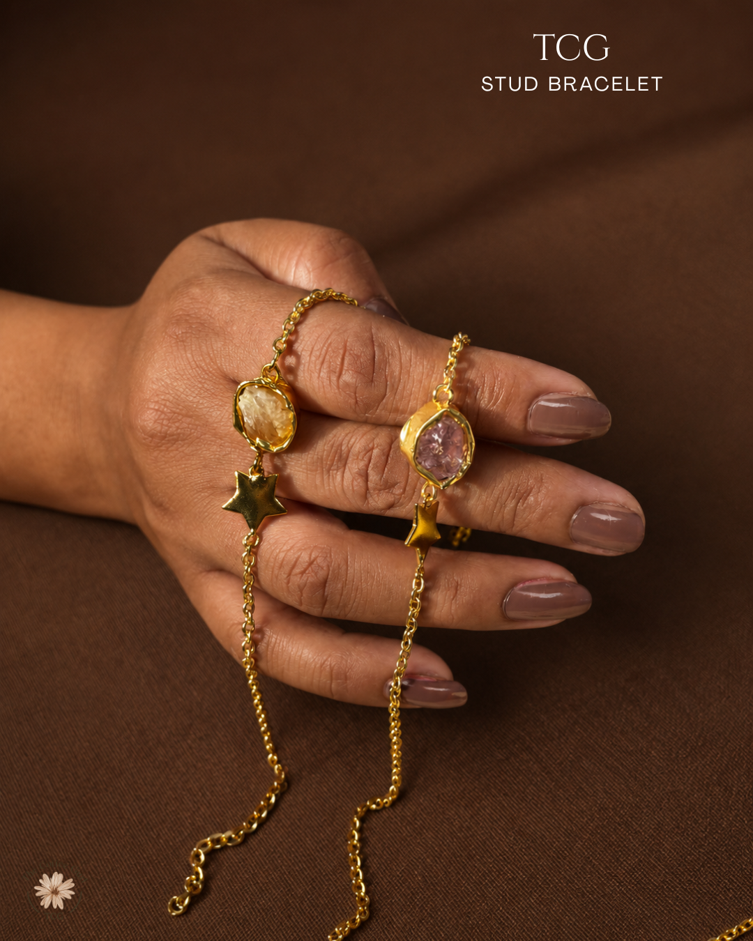 Citrine Stud Bracelet- Golden Collection