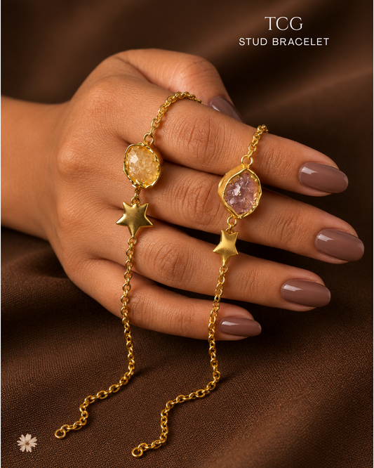 Citrine Stud Bracelet- Golden Collection