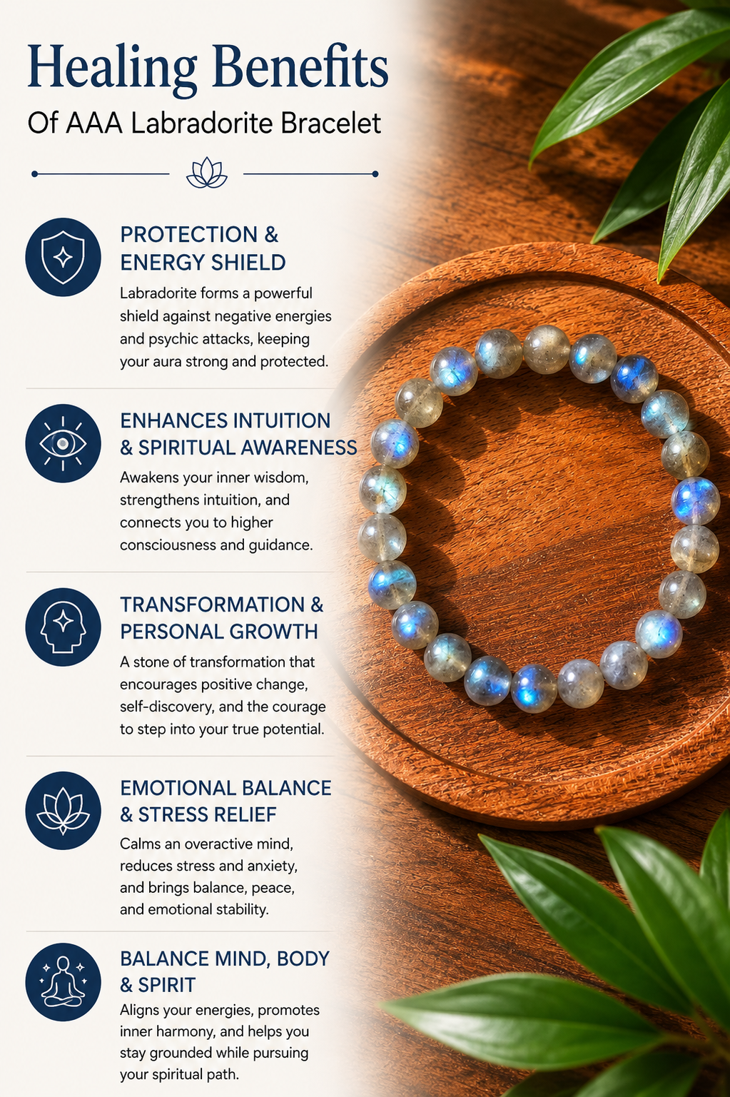 AAA Labradorite Bracelet with Free Selenite Tumble