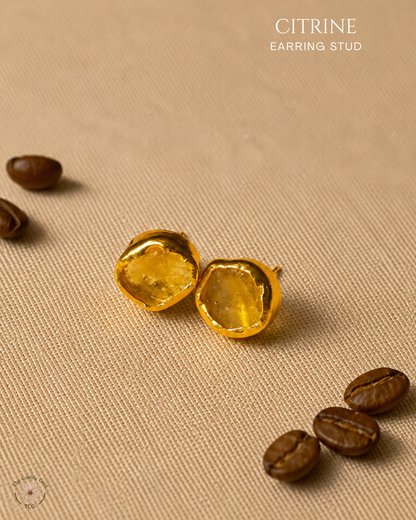 Citrine Stud Earrings- Golden Collection
