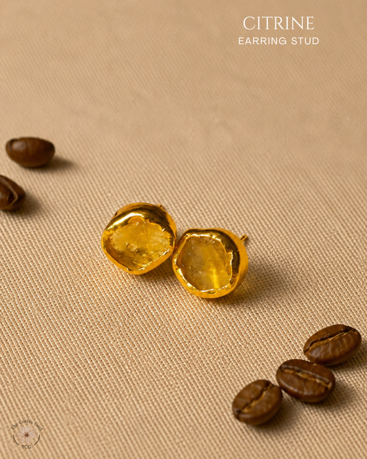 Citrine Stud Earrings- Golden Collection
