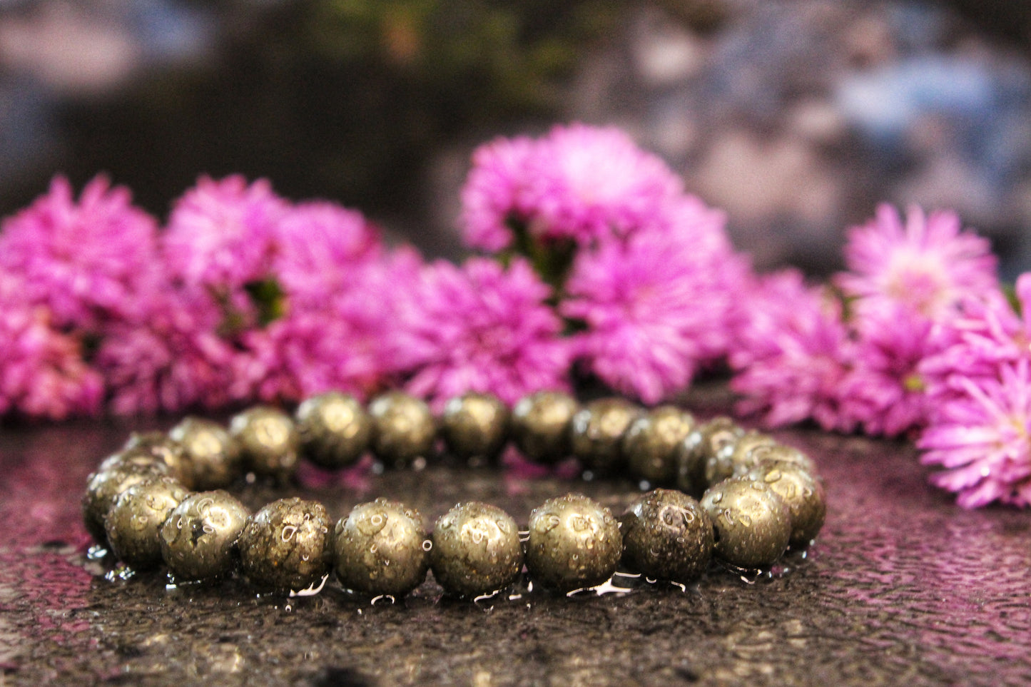 Raw Pyrite Bracelet with free Selenite Tumble