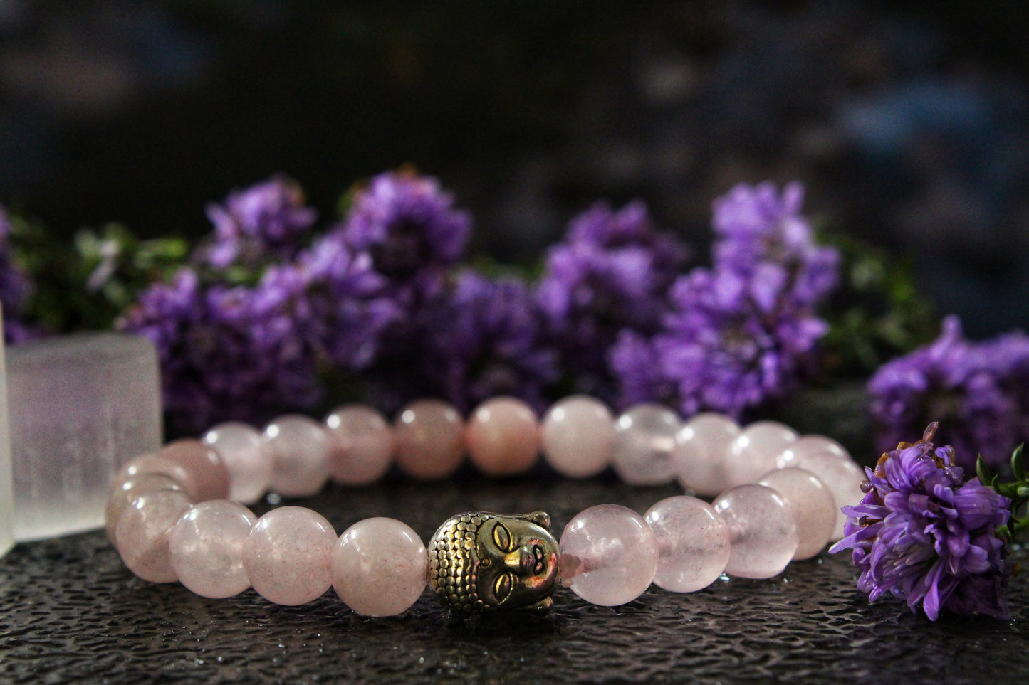 Rose Quartz Bracelet with free Selenite Tumble