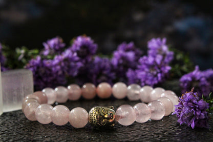 Rose Quartz Bracelet with free Selenite Tumble