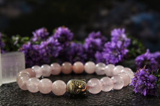 Rose Quartz Bracelet with free Selenite Tumble