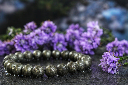 Raw Pyrite Bracelet with free Selenite Tumble