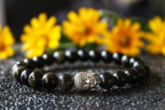 Black Obsidian Bracelet with free Selenite Tumble