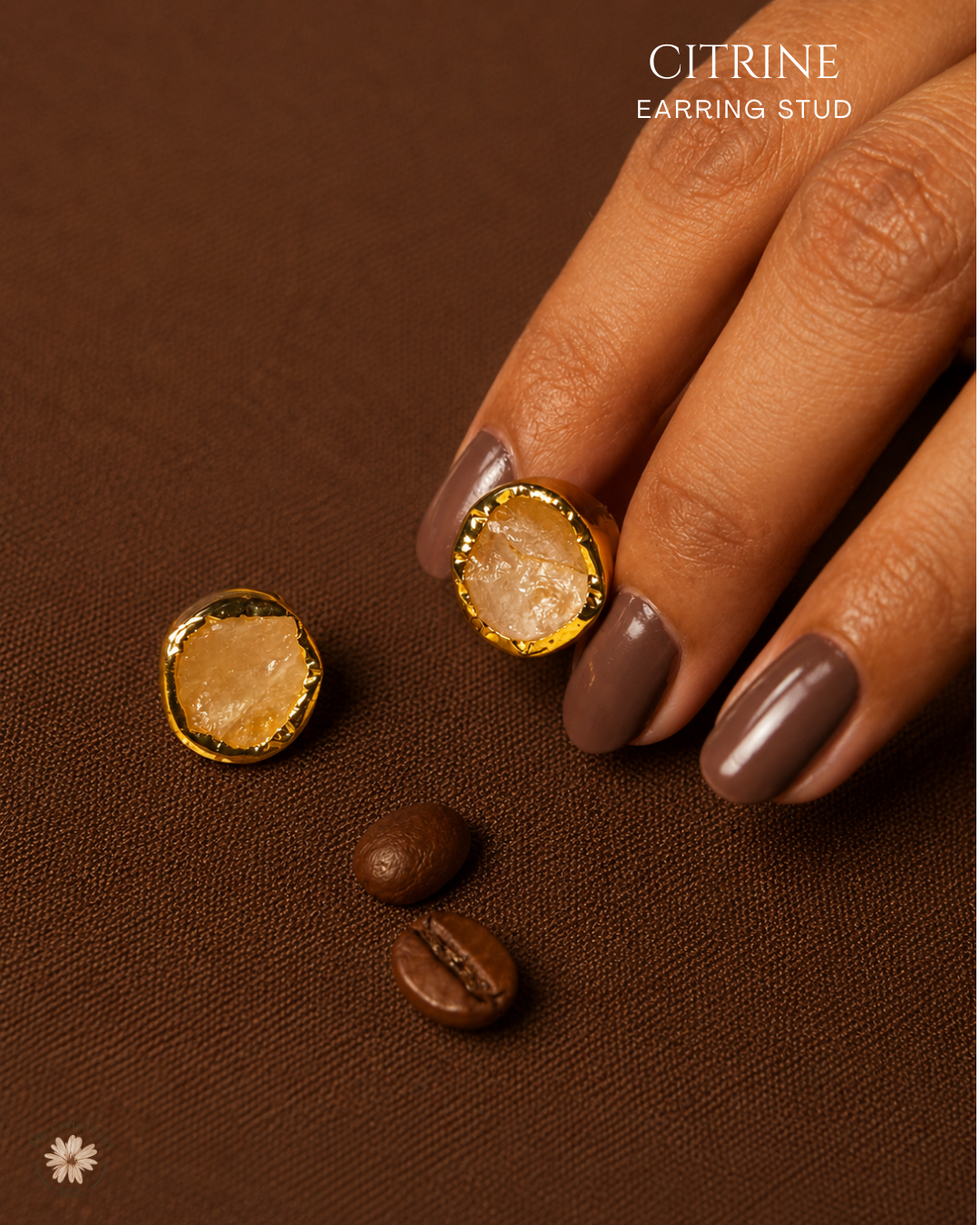 Citrine Stud Earrings- Golden Collection