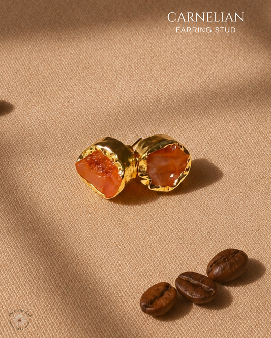 Carnelian Stud Earrings- Golden Collection