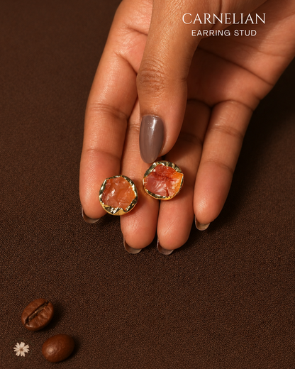 Carnelian Stud Earrings- Golden Collection