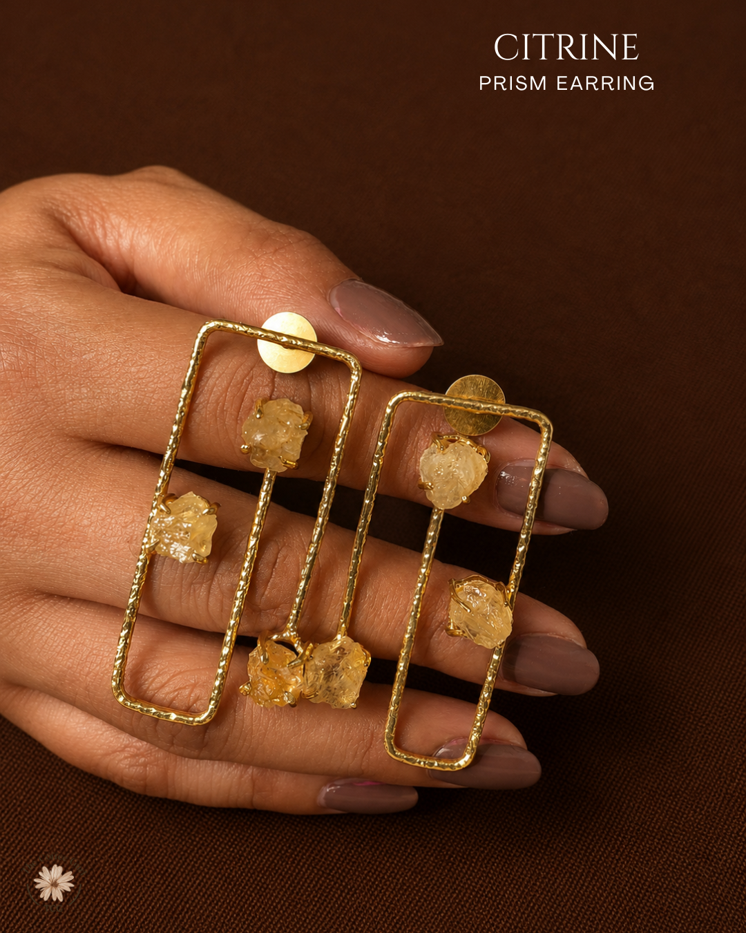 Citrine Prism Earrings- Golden Collection