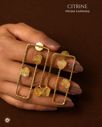 Citrine Prism Earrings- Golden Collection