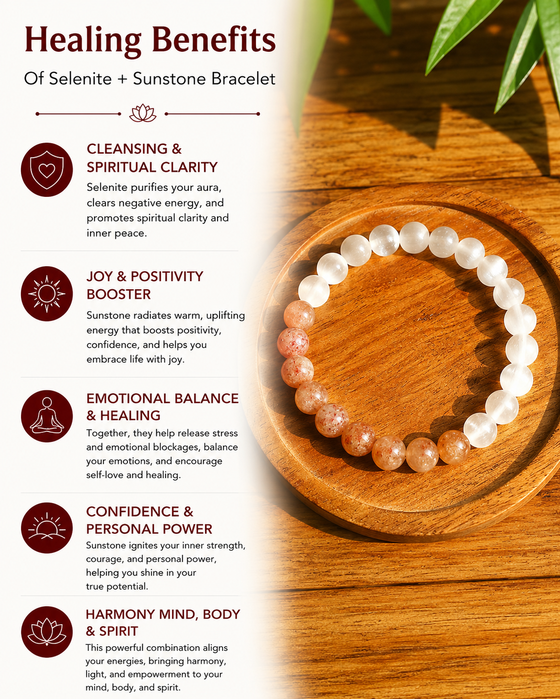 Selenite + Sunstone - The High Vibe Confidence Bracelet