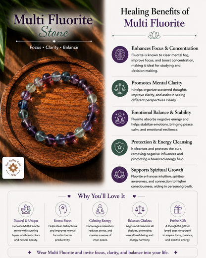 Multi Fluorite Bracelet with free Selenite Tumble