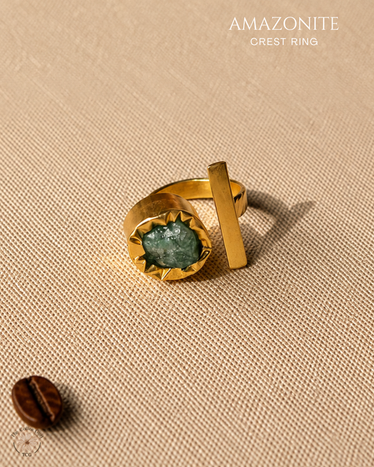 Amazonite Crest Ring- Golden Collection