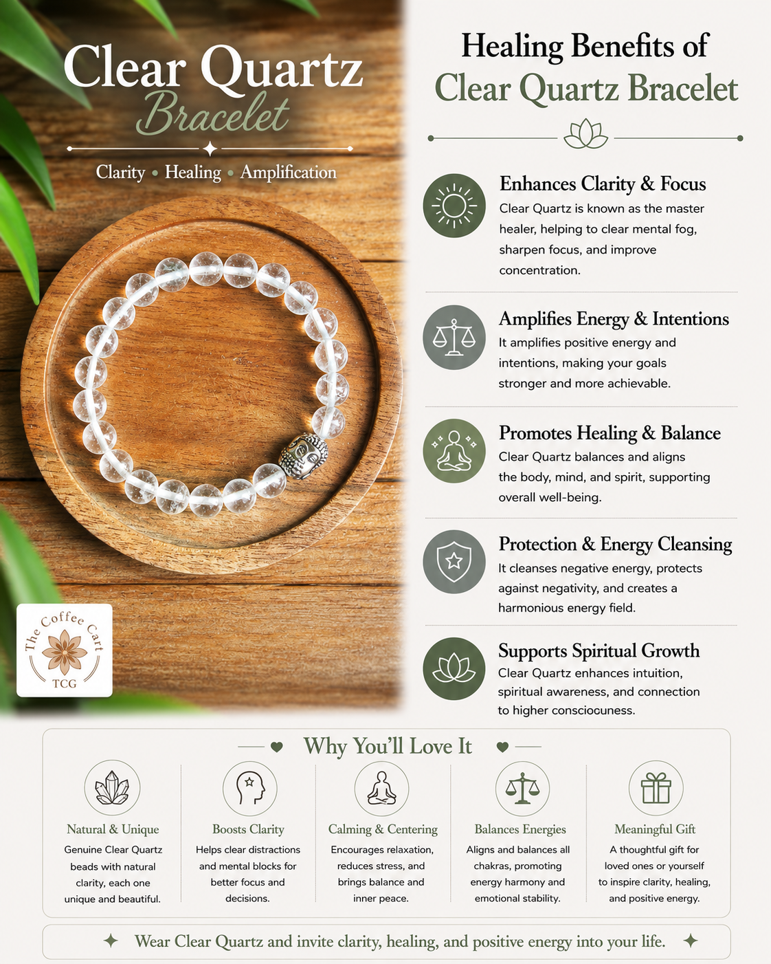 Clear Quarts Bracelet with Free Selenite Tumble