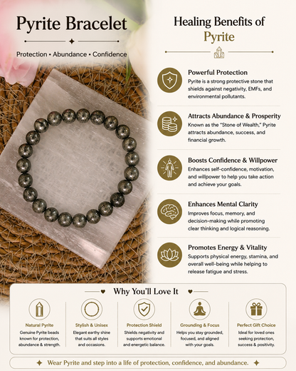 Raw Pyrite Bracelet with free Selenite Tumble
