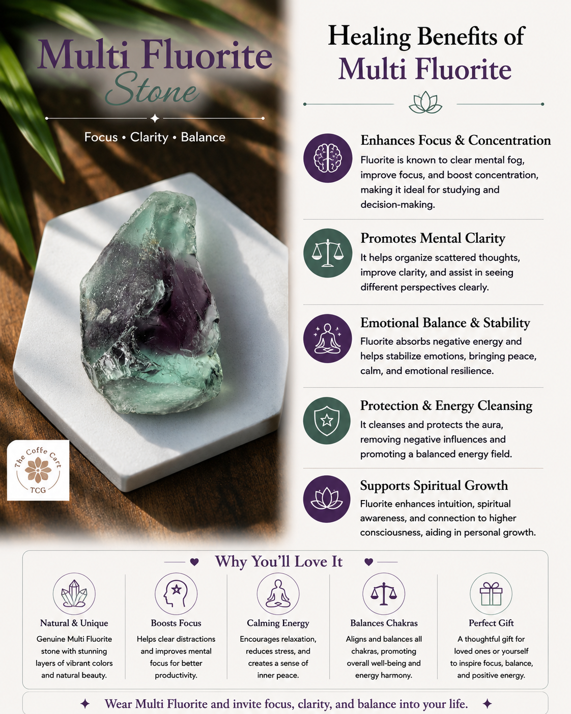 Woman's Multi Fluorite Chips Bracelet with Free Selenite Tumble