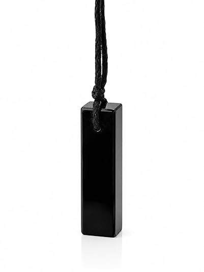 Black Tourmaline Rectangle Crystal Necklace for Men – Adjustable Black Cord