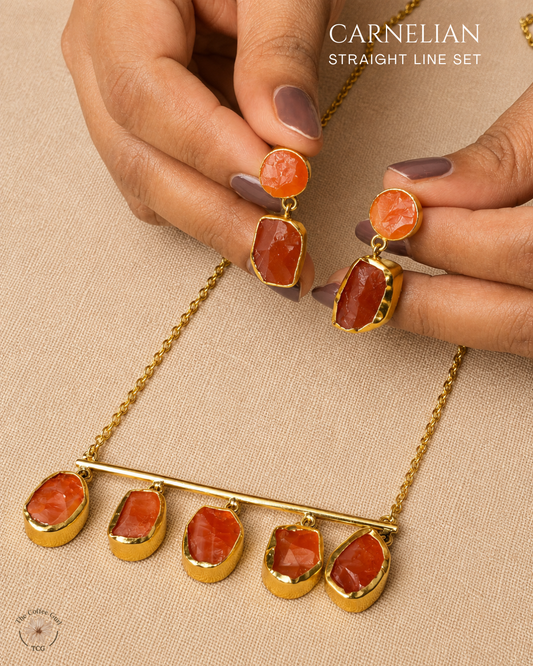 Carnelian Straight Line Set- Golden Collection