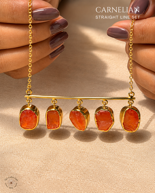 Carnelian Straight Line Set- Golden Collection