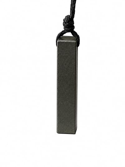 Pyrite Rectangle Crystal Necklace for Men – Adjustable Black Cord