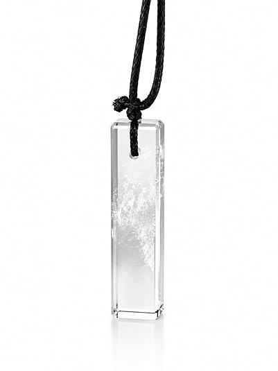Crystal Quartz Rectangle Necklace for Men – Adjustable Black Cord