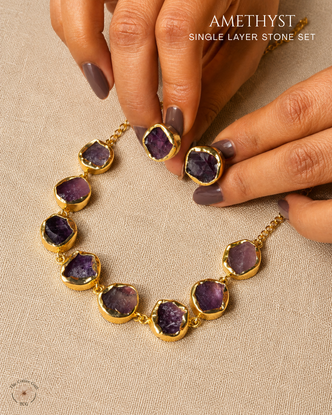 Amethyst Single Layer Stone Set- Golden Collection