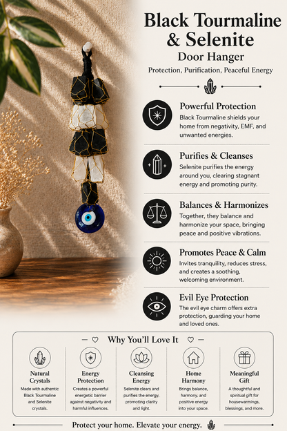 Selenite & Black Tourmaline Door Hangers