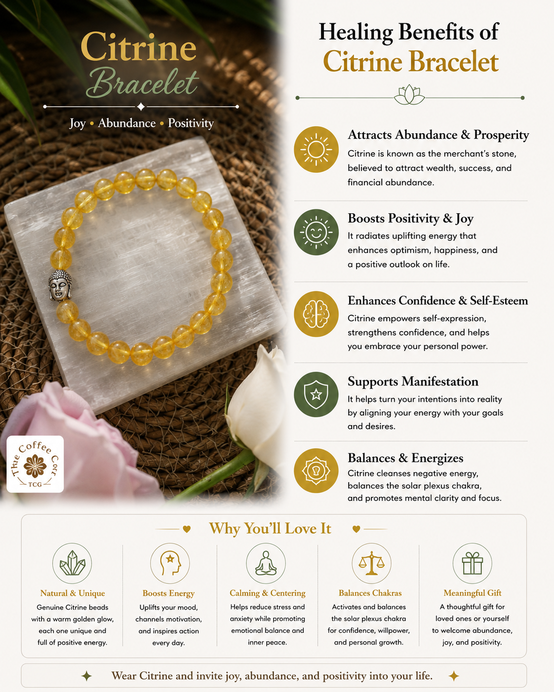 Citrine Bracelet with free Selenite Tumble