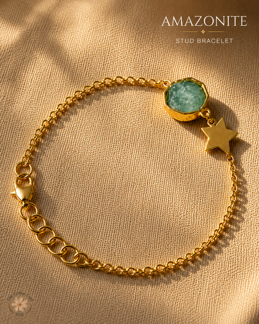 Amazonite Stud Bracelet- Golden Collection