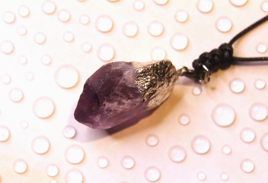 Amethyst Raw Stones Pendant - Silver