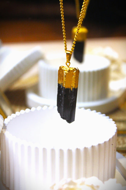 Tourmaline Raw Stone Gold with Free Selenite Tumble