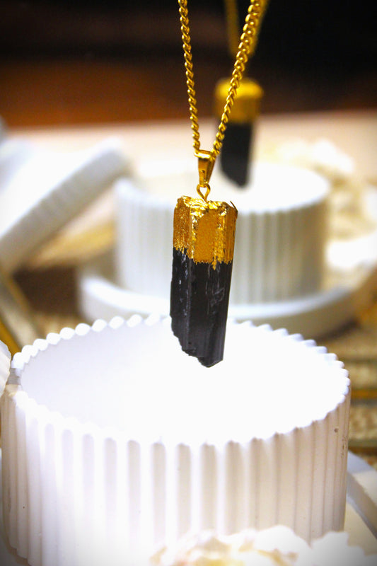 Tourmaline Raw Stone Gold with Free Selenite Tumble