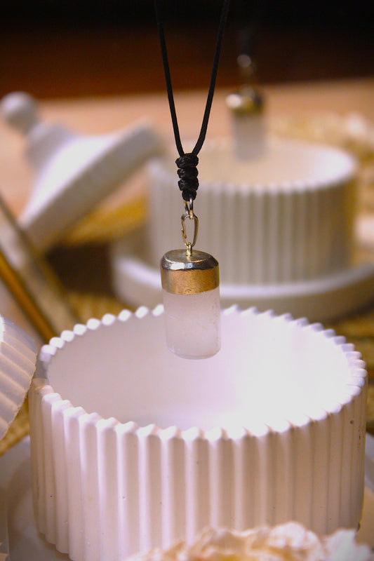 Selenite Tumble Pendant Silver with Free Selenite Tumble