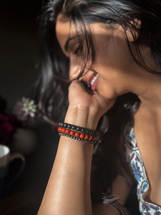Ember Bracelet Stack with free Selenite Tumble